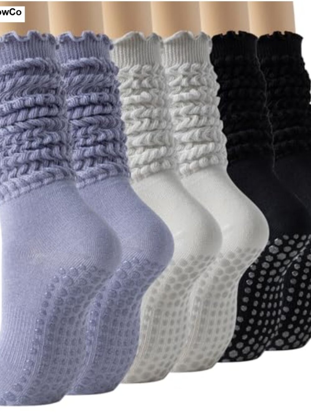 Women's Non Slip Pilates Yoga Socks with Grips, Cotton Blend Grip Socks